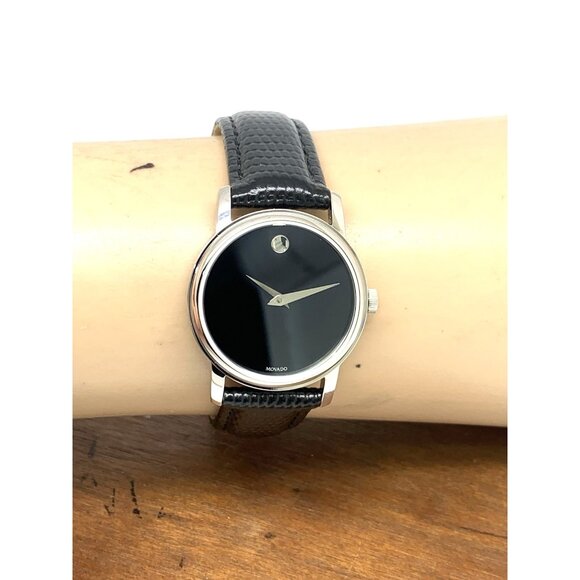 Movado Women\'s Watch 2100004 Museum Swiss Quartz Black Dial Leather Strap 27mm main image 10
